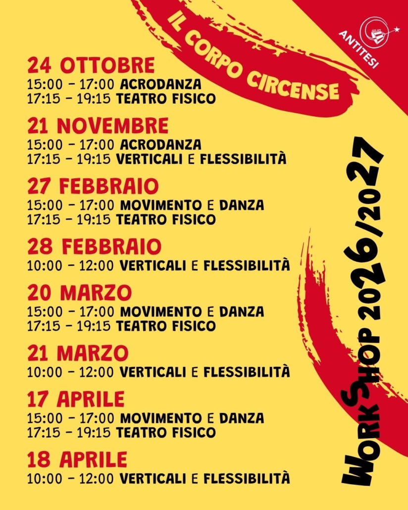 calendario workshop il corpo circense